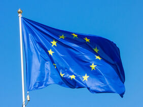 Die Flagge der Europäischen Union weht im Wind.